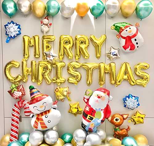 Christmas Combo kit of Merry Christmas Gold Letter Balloon (Pack of 1)