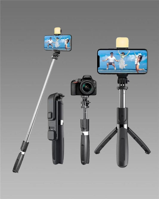 Hold Up Extendable Flash 3-in-1 Selfie Stick Tripod with Bluetooth Remote