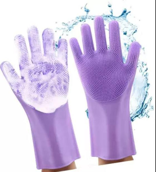 Silicone Dish Washing Gloves for Kitchen& Vessel Washing