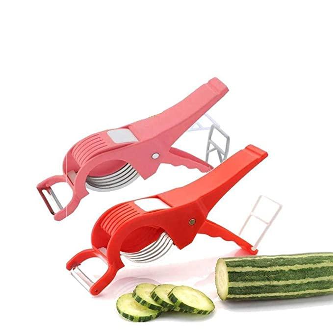 2 in 1 Vegetable Cutter with Peeler (Multicolour)Stainless Steel 5 Blade Vegetable &amp; Fruit Cutter for Kitchen