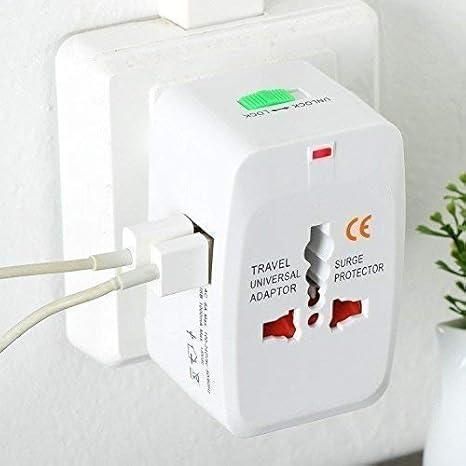 Universal Travel Adapter with 3 Pin Multi Plug Socket Built in Dual USB Charger Ports