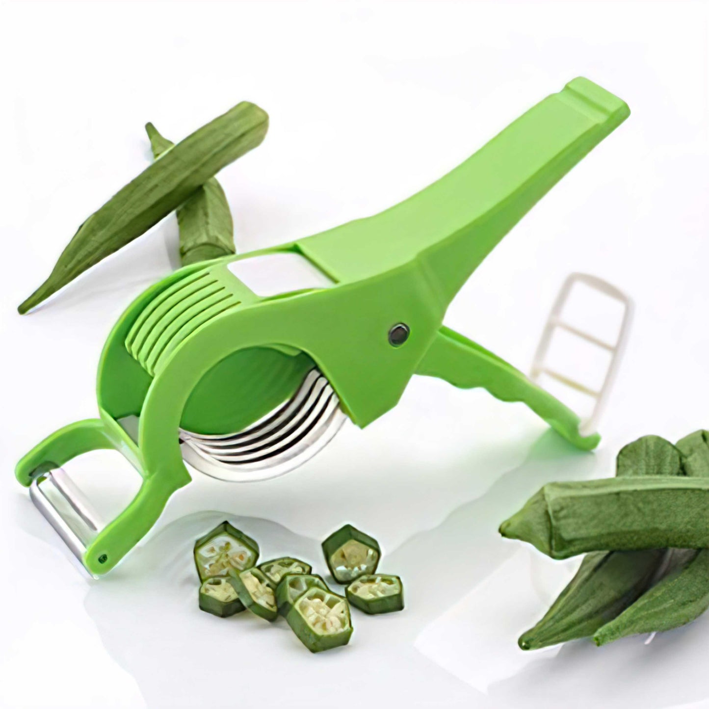 2 in 1 Vegetable Cutter with Peeler (Multicolour)Stainless Steel 5 Blade Vegetable &amp; Fruit Cutter for Kitchen